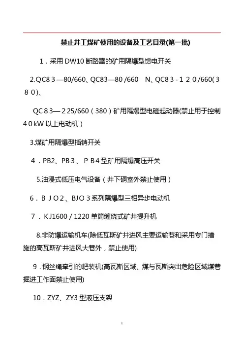 煤矿淘汰机电设备一、二、三批汇总