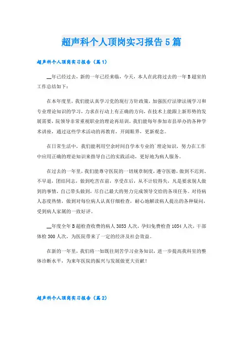 超声科个人顶岗实习报告5篇