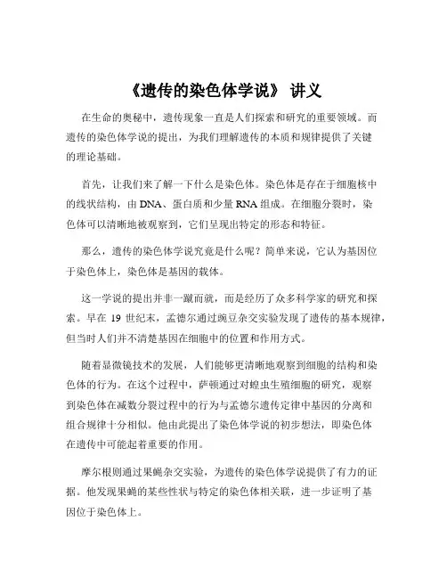 《遗传的染色体学说》 讲义