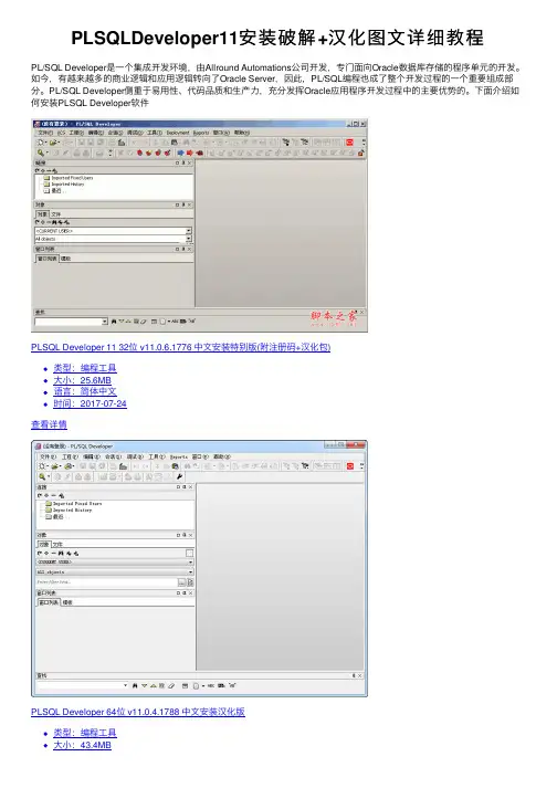 PLSQLDeveloper11安装破解+汉化图文详细教程