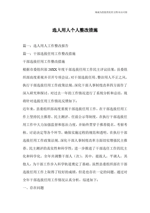 选人用人个人整改措施