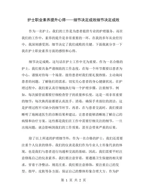 护士职业素养提升心得——细节决定成败