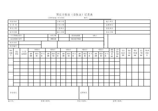 预应力张拉(后张法)记录表