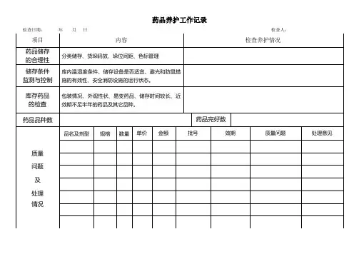 药品养护工作记录表