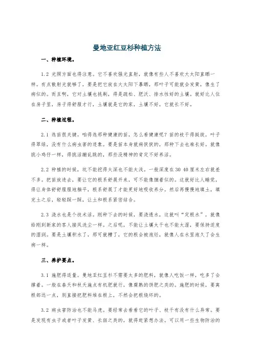曼地亚红豆杉种植方法