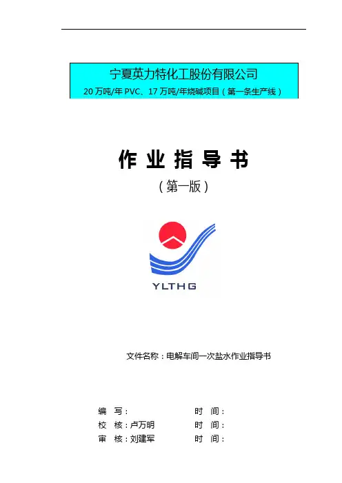 一次盐水作业指导书(最终版04-10-14)2