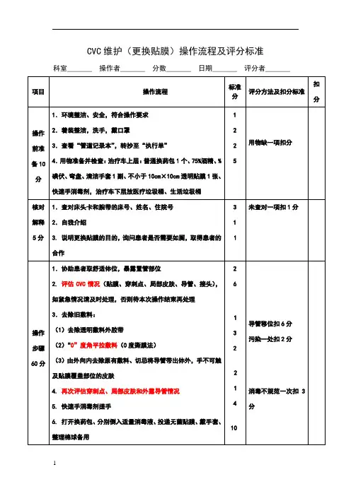CVC维护操作流程及评分标准
