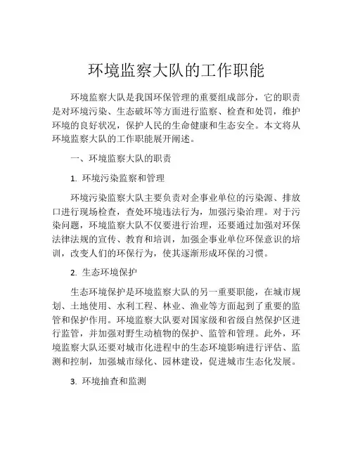环境监察大队的工作职能