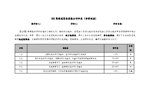 素质能力测评表