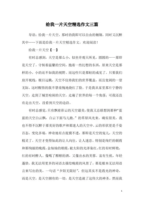 给我一片天空精选作文三篇