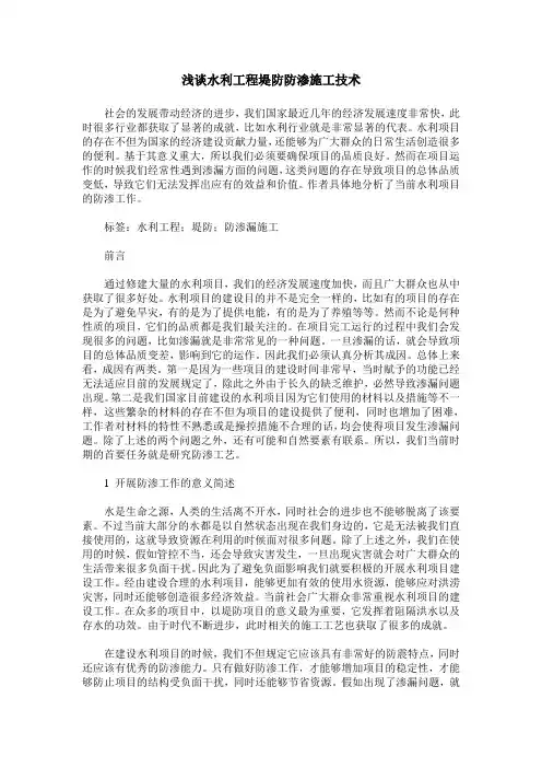 浅谈水利工程堤防防渗施工技术