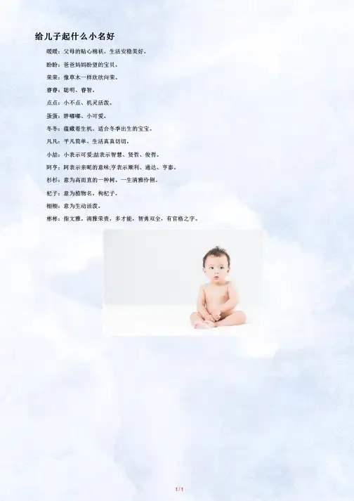 给儿子起什么小名好
