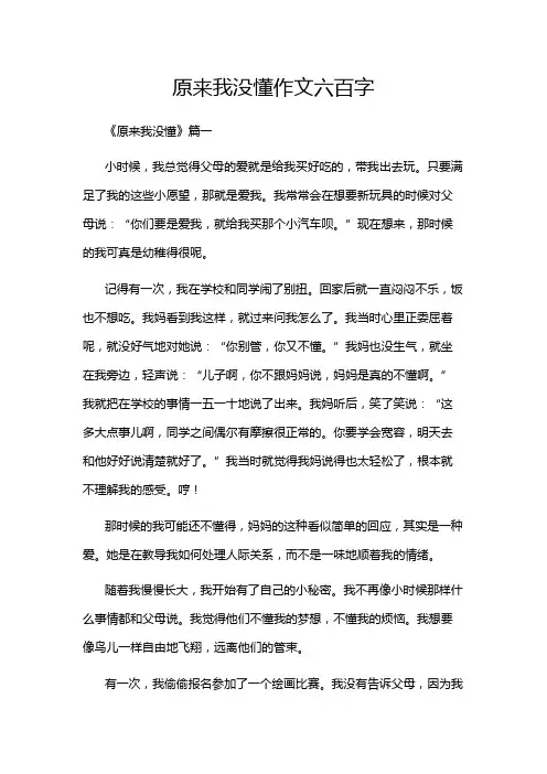 原来我没懂作文六百字