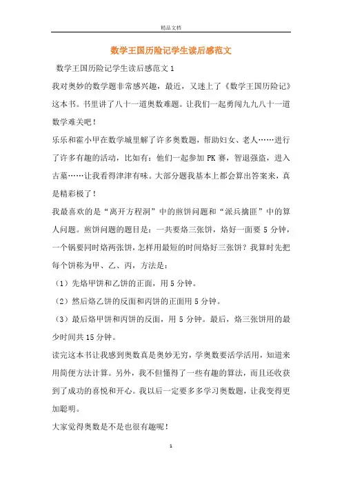 数学王国历险记学生读后感范文