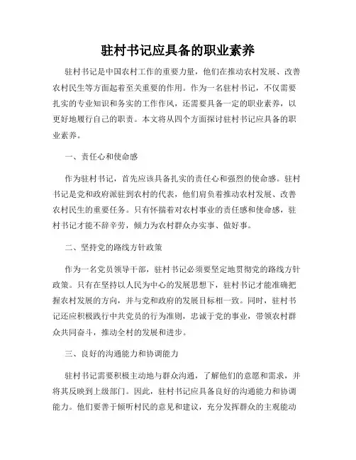 驻村书记应具备的职业素养