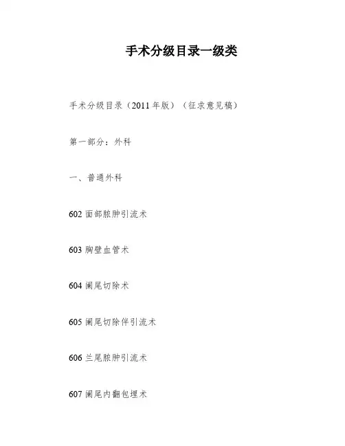 手术分级目录一级类