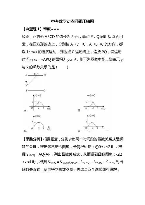 中考数学动点问题压轴题