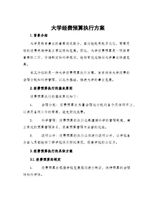 大学经费预算执行方案