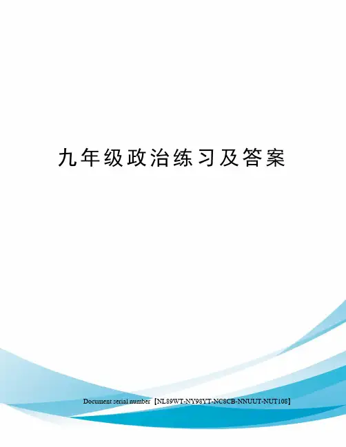 九年级政治练习及答案完整版