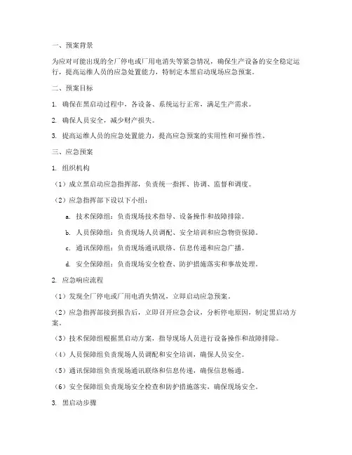 黑启动现场应急预案