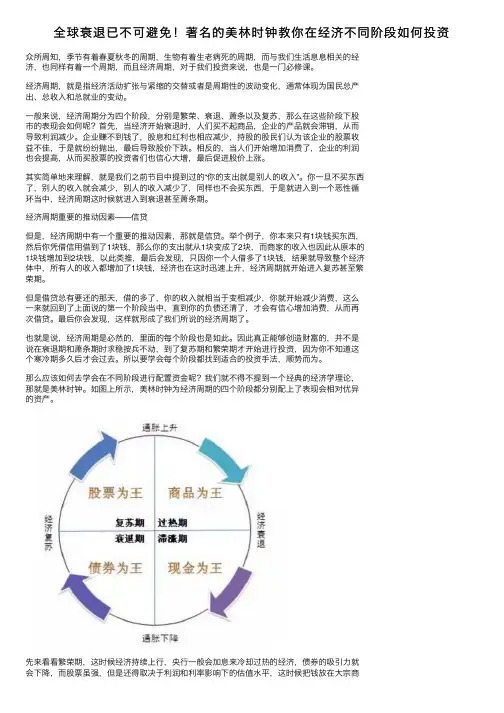 全球衰退已不可避免！著名的美林时钟教你在经济不同阶段如何投资