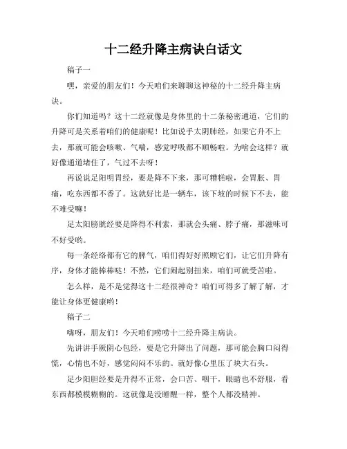 十二经升降主病诀白话文