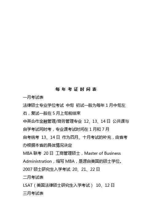 建筑每年考证时间表