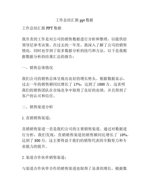 工作总结汇报ppt数据