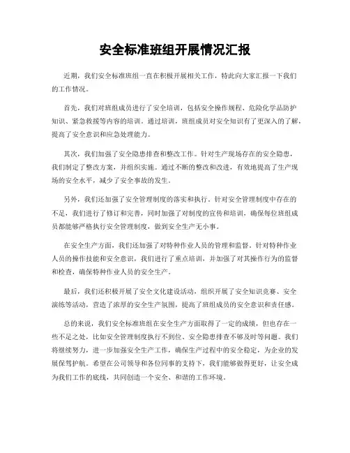 安全标准班组开展情况汇报