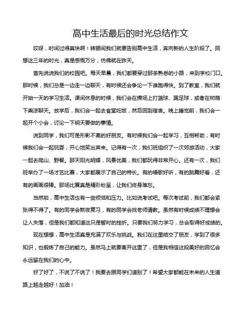 高中生活最后的时光总结作文