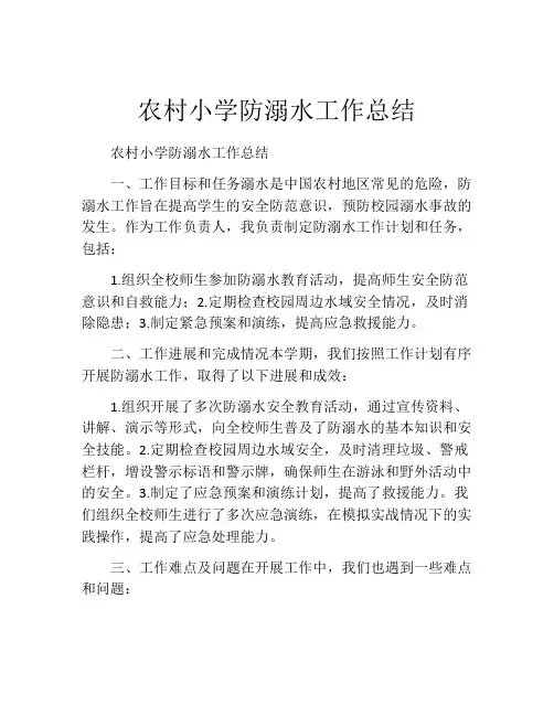 农村小学防溺水工作总结 (2)