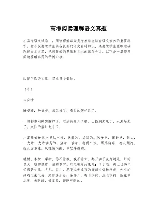 高考阅读理解语文真题