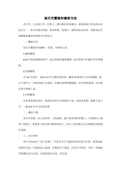南天竹繁殖和栽培方法