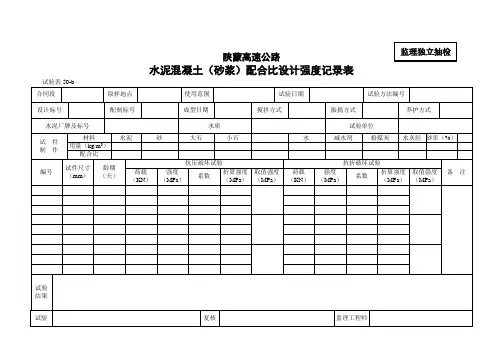 水泥混凝土(砂浆)配合比设计强度记录表.doc