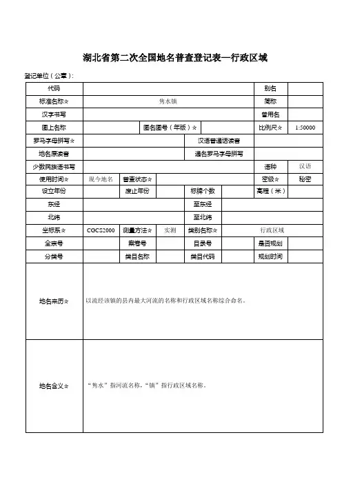 地名普查登记表-行政区域-隽水镇1