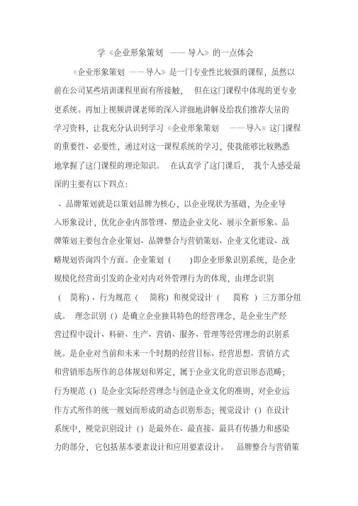 学企业形象设计策划体会