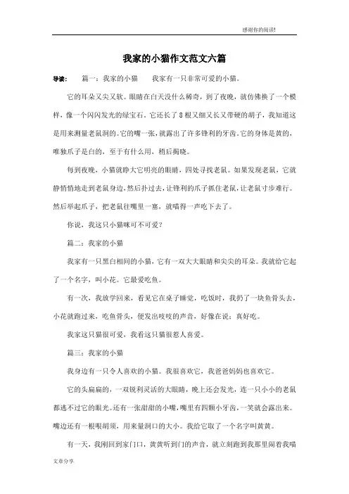 我家的小猫作文范文六篇