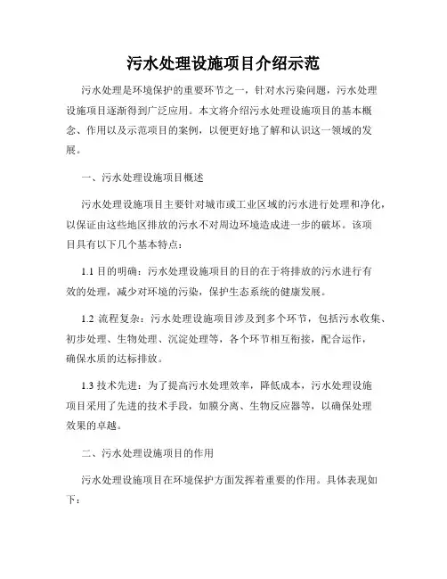 污水处理设施项目介绍示范