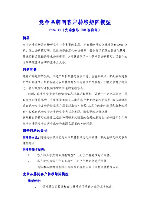 品牌竞争力量化分析模型