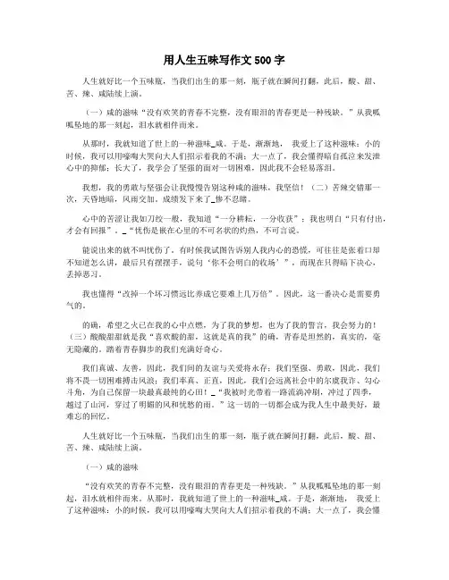 用人生五味写作文500字