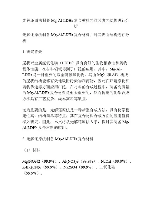 光解还原法制备Mg-Al-LDHs复合材料并对其表面结构进行分析