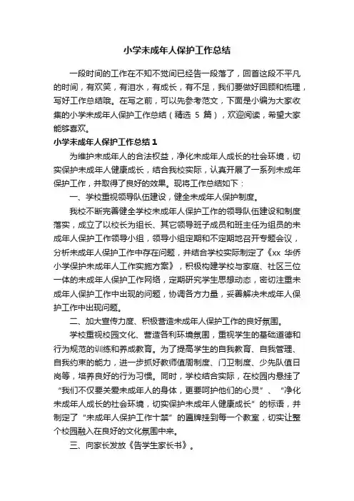 小学未成年人保护工作总结（精选5篇）
