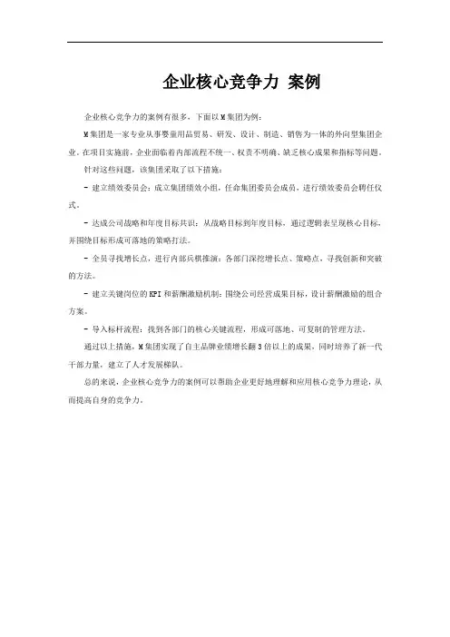 企业核心竞争力 案例