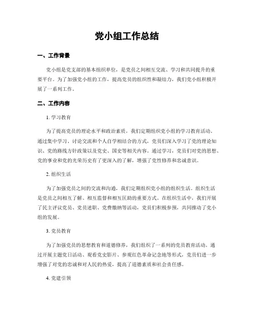 党小组工作总结
