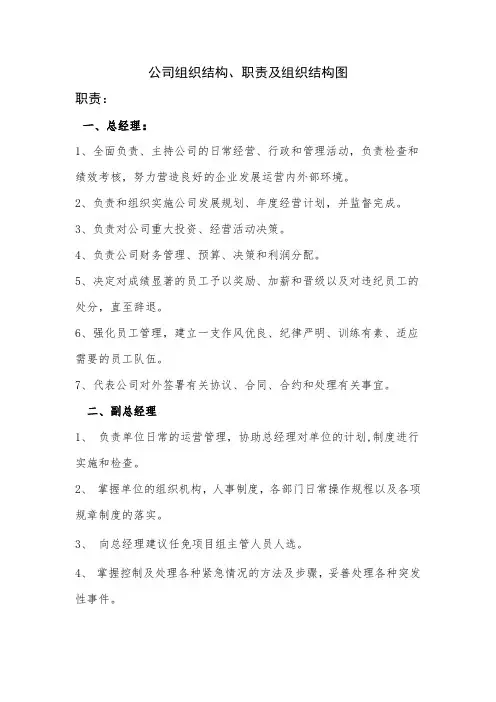 小型公司扁平化管理组织结构及组织结构图(草稿))