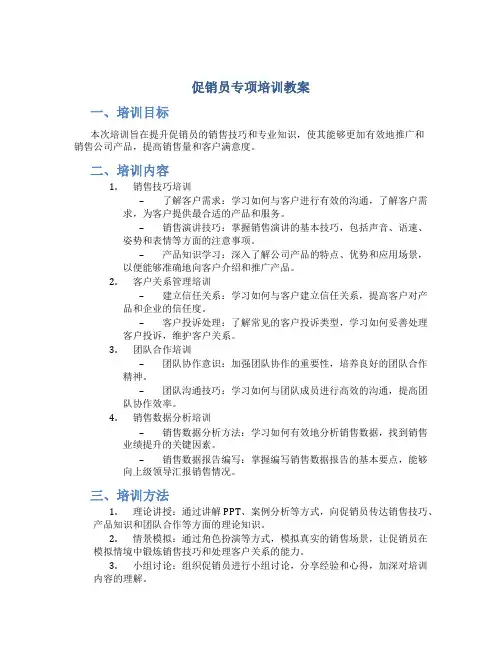 促销员专项培训教案