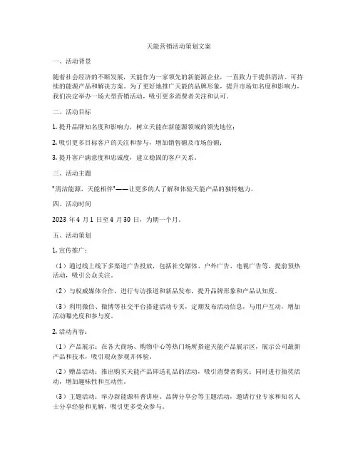 天能营销活动策划文案