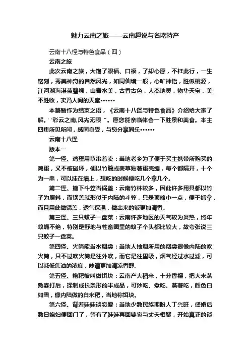 魅力云南之旅——云南趣说与名吃特产