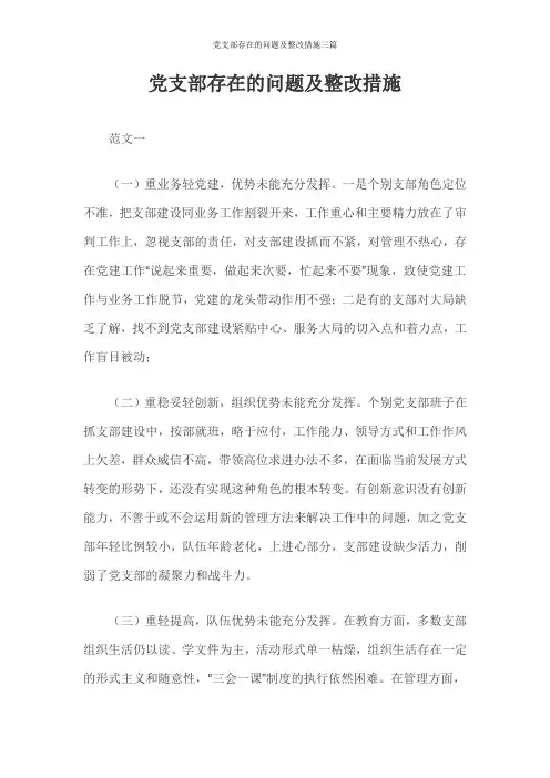 党支部存在的问题及整改措施三篇