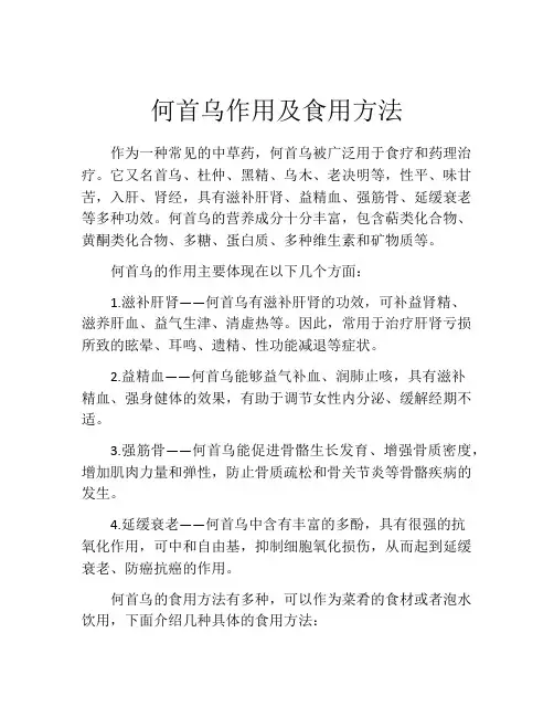 何首乌作用及食用方法